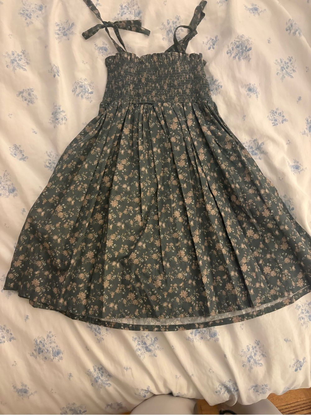 Jamie Kay Dark Green Floral Smocked Skater Dress